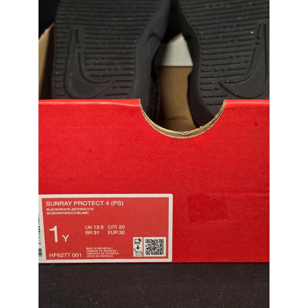 Nike Sunray Protect 4 PS Kids Sandals Black Anthracite HF6277-001 Size 1Y